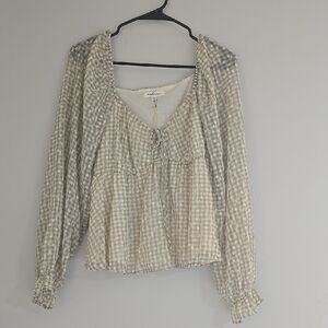 Checkered Long Sleeve Blouse